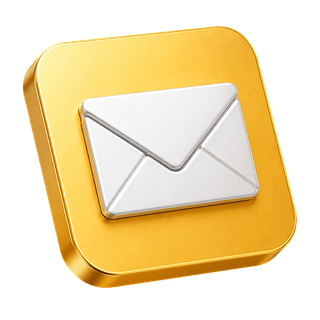 Icono 3D ornamental de un sobre de correo en la página de contacto